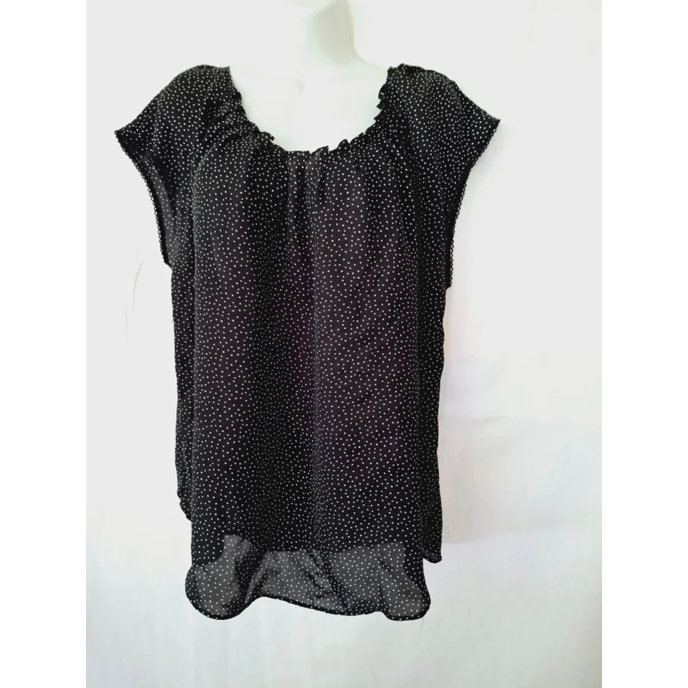 Lauren Conrad XXL Black Polka Dot women's officecore secretary teacher top - Picture 3 of 8
